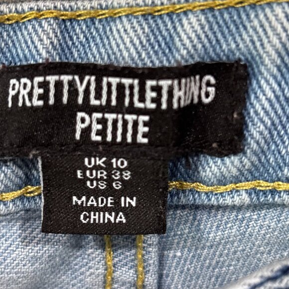 Pretty Little Thing Petite US SZ: 6 Blue Denim Cargo pants - Picture 11 of 13